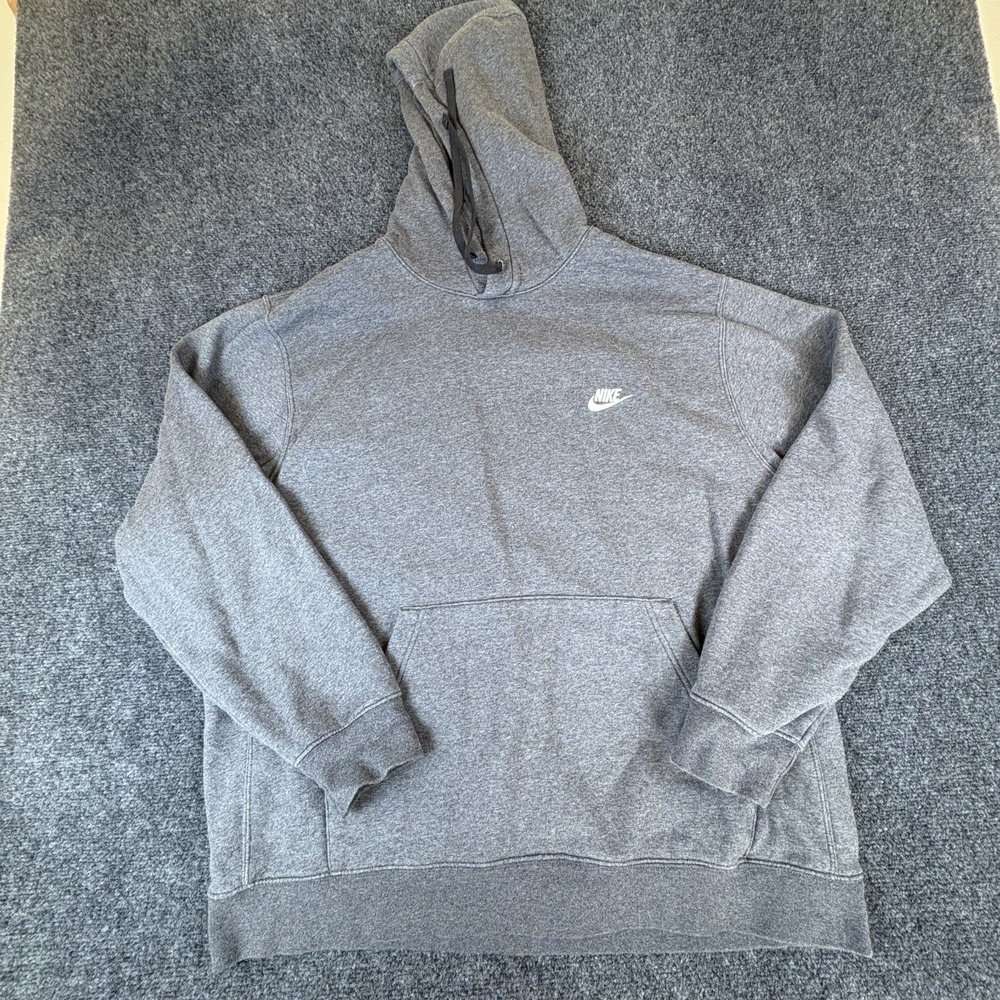 Nike Sportswear Club Fleece Hoodie Mens 2XL Heather Gray Logo Cotton Pullover